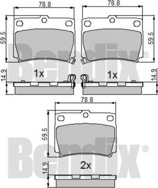 BENDIX 510899 - Комплект спирачно феродо, дискови спирачки vvparts.bg