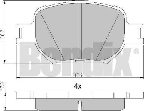 BENDIX 510845 - Комплект спирачно феродо, дискови спирачки vvparts.bg