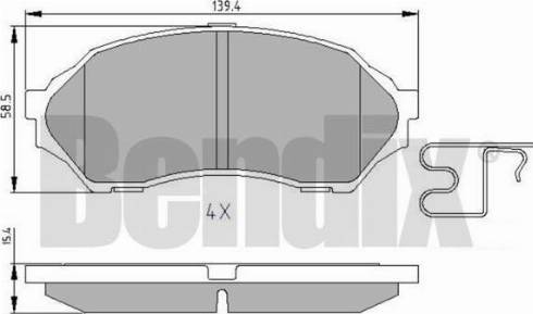 BENDIX 510840 - Комплект спирачно феродо, дискови спирачки vvparts.bg