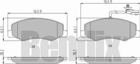 BENDIX 510865 - Комплект спирачно феродо, дискови спирачки vvparts.bg