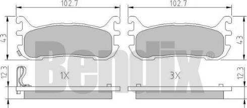 BENDIX 510819 - Комплект спирачно феродо, дискови спирачки vvparts.bg