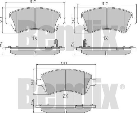 BENDIX 510815 - Комплект спирачно феродо, дискови спирачки vvparts.bg