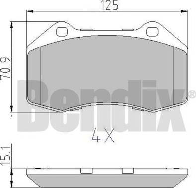 BENDIX 510816 - Комплект спирачно феродо, дискови спирачки vvparts.bg