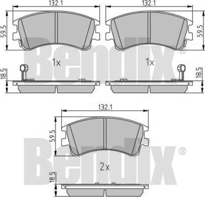 BENDIX 510818 - Комплект спирачно феродо, дискови спирачки vvparts.bg