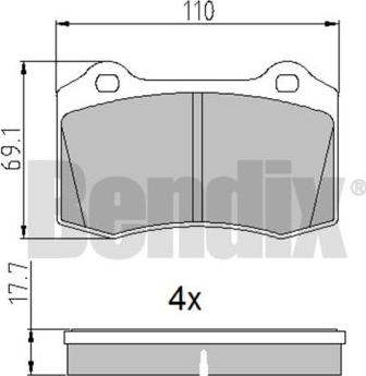 BENDIX 510833 - Комплект спирачно феродо, дискови спирачки vvparts.bg