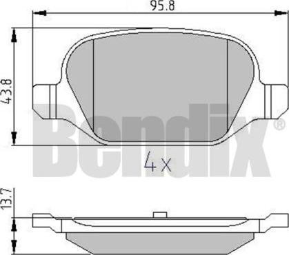 BENDIX 510832 - Комплект спирачно феродо, дискови спирачки vvparts.bg