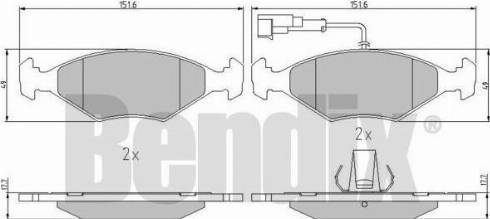 BENDIX 510822 - Комплект спирачно феродо, дискови спирачки vvparts.bg