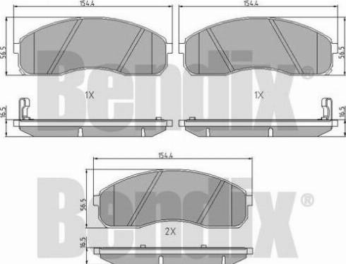 BENDIX 510827 - Комплект спирачно феродо, дискови спирачки vvparts.bg