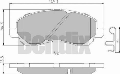 BENDIX 510874 - Комплект спирачно феродо, дискови спирачки vvparts.bg