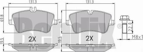 BENDIX 510395 - Комплект спирачно феродо, дискови спирачки vvparts.bg