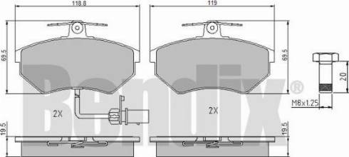 BENDIX 510391 - Комплект спирачно феродо, дискови спирачки vvparts.bg