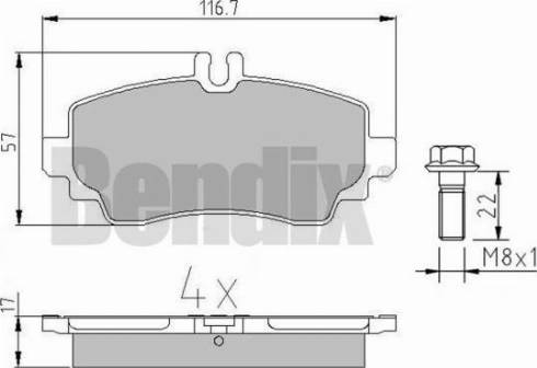 BENDIX 510342 - Комплект спирачно феродо, дискови спирачки vvparts.bg