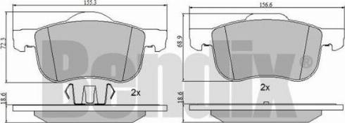 BENDIX 510352 - Комплект спирачно феродо, дискови спирачки vvparts.bg