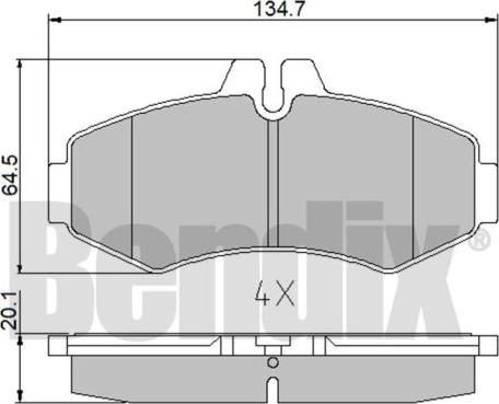 BENDIX 510357 - Комплект спирачно феродо, дискови спирачки vvparts.bg