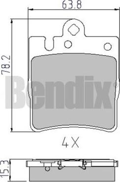 BENDIX 510361 - Комплект спирачно феродо, дискови спирачки vvparts.bg