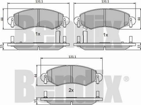 BENDIX 510367 - Комплект спирачно феродо, дискови спирачки vvparts.bg