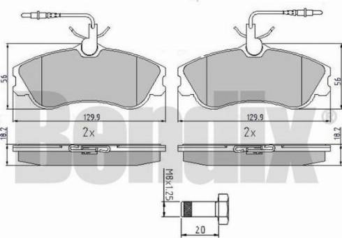 BENDIX 510306 - Комплект спирачно феродо, дискови спирачки vvparts.bg