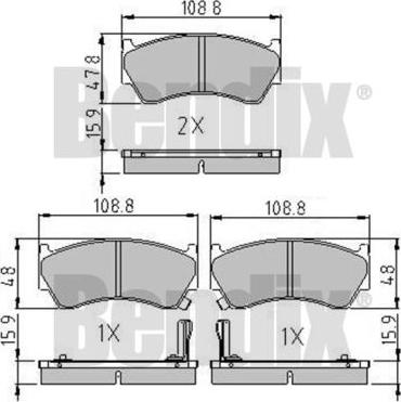 BENDIX 510301 - Комплект спирачно феродо, дискови спирачки vvparts.bg