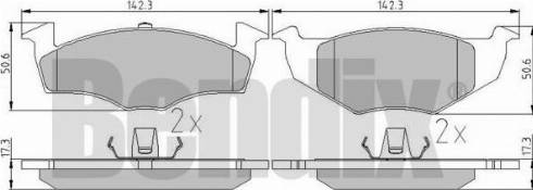 BENDIX 510307 - Комплект спирачно феродо, дискови спирачки vvparts.bg