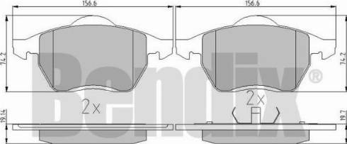 BENDIX 510319 - Комплект спирачно феродо, дискови спирачки vvparts.bg