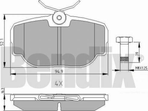 BENDIX 510314 - Комплект спирачно феродо, дискови спирачки vvparts.bg