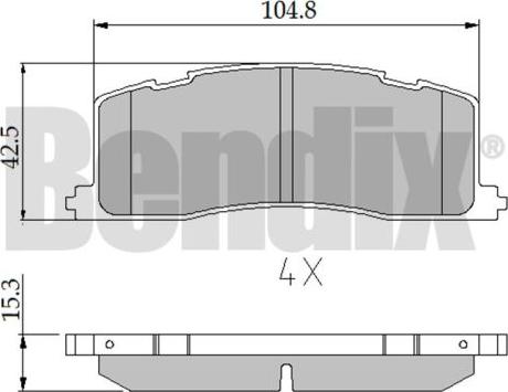 BENDIX 510311 - Комплект спирачно феродо, дискови спирачки vvparts.bg