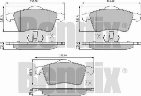 BENDIX 510318 - Комплект спирачно феродо, дискови спирачки vvparts.bg