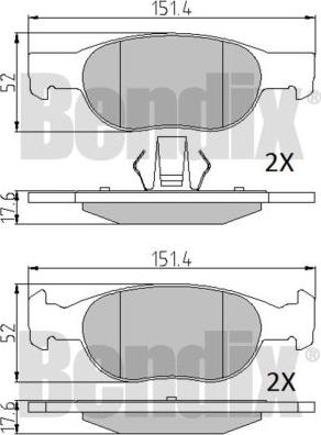 BENDIX 510385 - Комплект спирачно феродо, дискови спирачки vvparts.bg