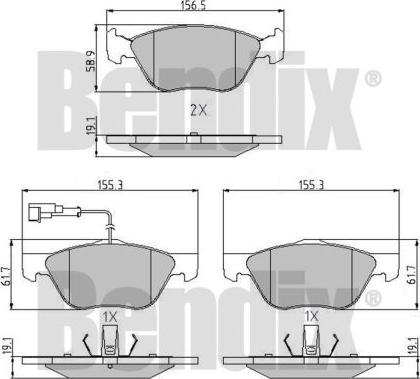 BENDIX 510388 - Комплект спирачно феродо, дискови спирачки vvparts.bg