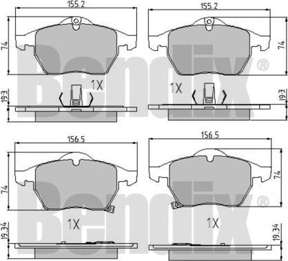 BENDIX 510338 - Комплект спирачно феродо, дискови спирачки vvparts.bg