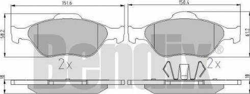 BENDIX 510374 - Комплект спирачно феродо, дискови спирачки vvparts.bg