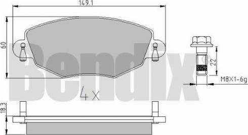 BENDIX 510371 - Комплект спирачно феродо, дискови спирачки vvparts.bg