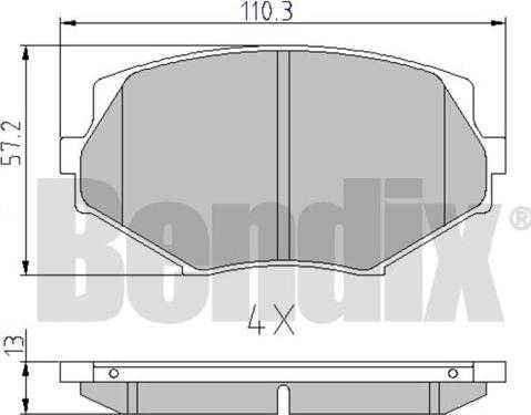 BENDIX 510298 - Комплект спирачно феродо, дискови спирачки vvparts.bg