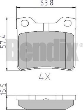 BENDIX 510297 - Комплект спирачно феродо, дискови спирачки vvparts.bg