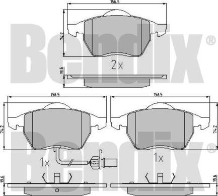 BENDIX 510244 - Комплект спирачно феродо, дискови спирачки vvparts.bg