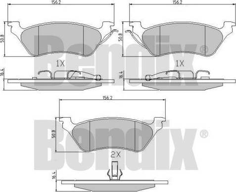 BENDIX 510248 - Комплект спирачно феродо, дискови спирачки vvparts.bg