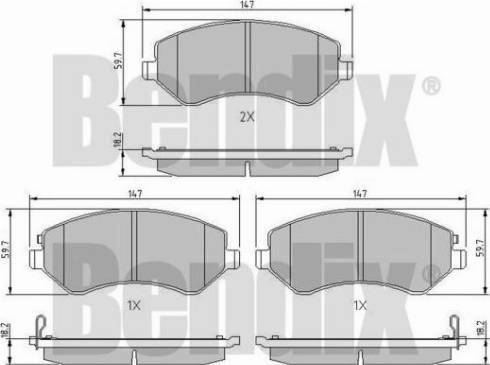 BENDIX 510247 - Комплект спирачно феродо, дискови спирачки vvparts.bg