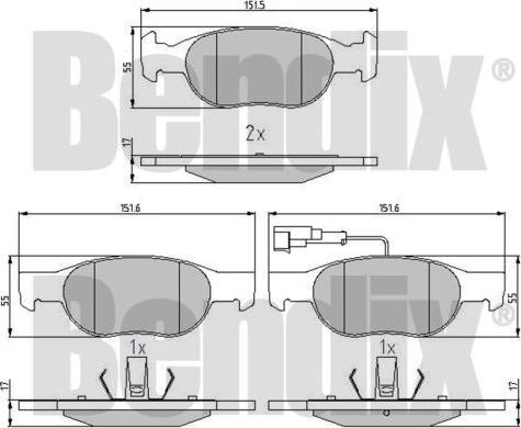 BENDIX 510259 - Комплект спирачно феродо, дискови спирачки vvparts.bg