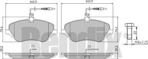 BENDIX 510250 - Комплект спирачно феродо, дискови спирачки vvparts.bg