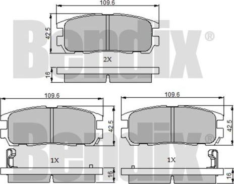 BENDIX 510253 - Комплект спирачно феродо, дискови спирачки vvparts.bg