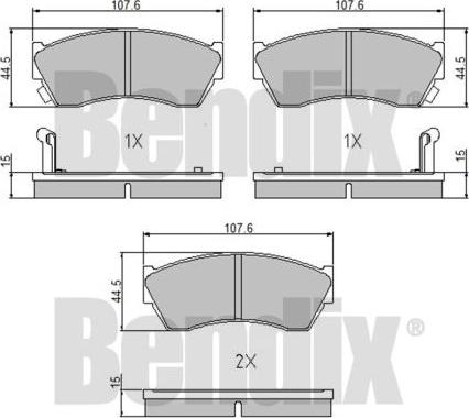 BENDIX 510252 - Комплект спирачно феродо, дискови спирачки vvparts.bg