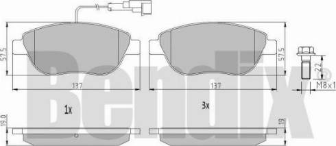 BENDIX 510205 - Комплект спирачно феродо, дискови спирачки vvparts.bg