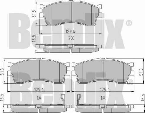 BENDIX 510206 - Комплект спирачно феродо, дискови спирачки vvparts.bg