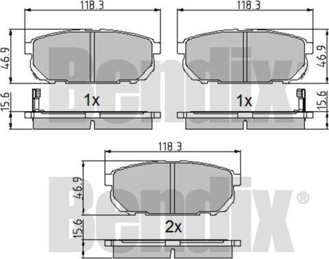 BENDIX 510219 - Комплект спирачно феродо, дискови спирачки vvparts.bg