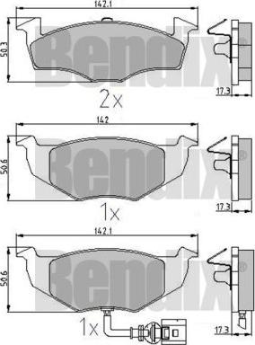 BENDIX 510216 - Комплект спирачно феродо, дискови спирачки vvparts.bg