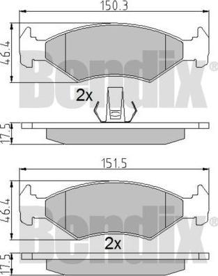 BENDIX 510282 - Комплект спирачно феродо, дискови спирачки vvparts.bg