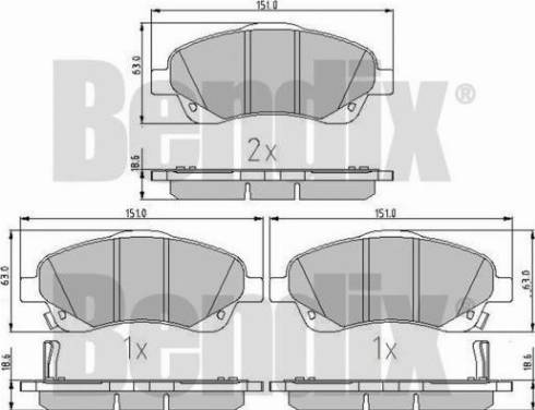 BENDIX 510235 - Комплект спирачно феродо, дискови спирачки vvparts.bg