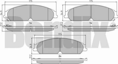 BENDIX 510231 - Комплект спирачно феродо, дискови спирачки vvparts.bg