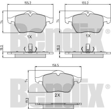 BENDIX 510273 - Комплект спирачно феродо, дискови спирачки vvparts.bg