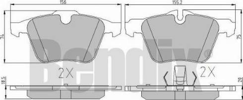 BENDIX 510799 - Комплект спирачно феродо, дискови спирачки vvparts.bg